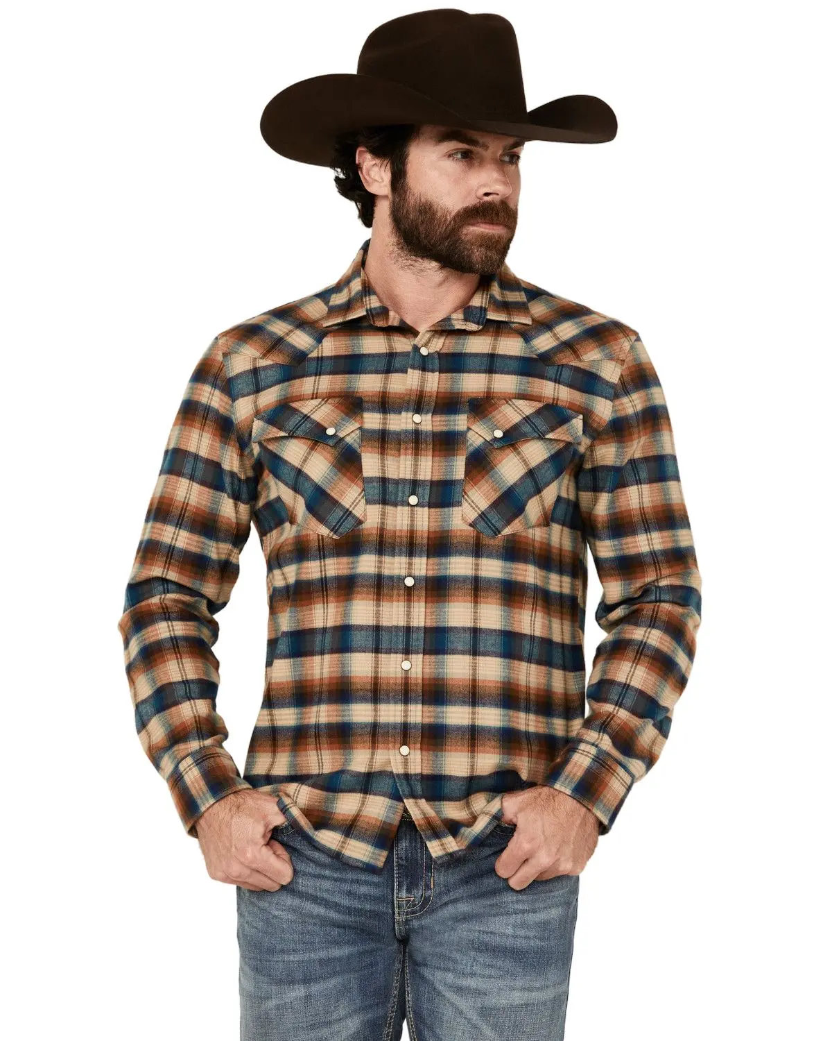 Pendleton Men's Men'S Wyatt Plaid Print Long Sleeve Snap Western Shirt - Ra547-79565