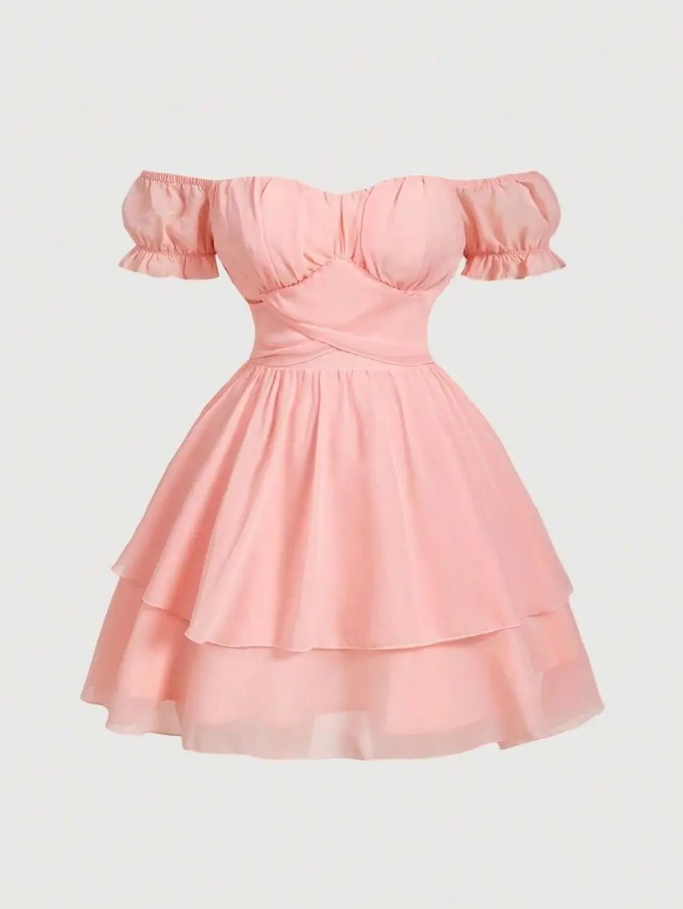Plus Size Blue Off Shoulder Ruffle Dress With Big Bow – Summer Holiday Date Dress