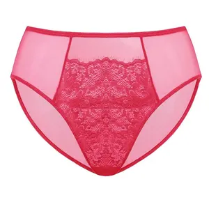 Live Exclusive HSIA Crimson Passion Holiday Colors Mesh Lace Panty Women Underwear Mid-Rise Bikini High-Rise Brief