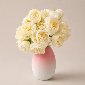 9 PCS  25-27Flower Heads Lunagarden Artificial Yellow Peony Flowers for Home Decor Realistic Fake Peony Bouquet with Flexible Stems Brighten Your Space