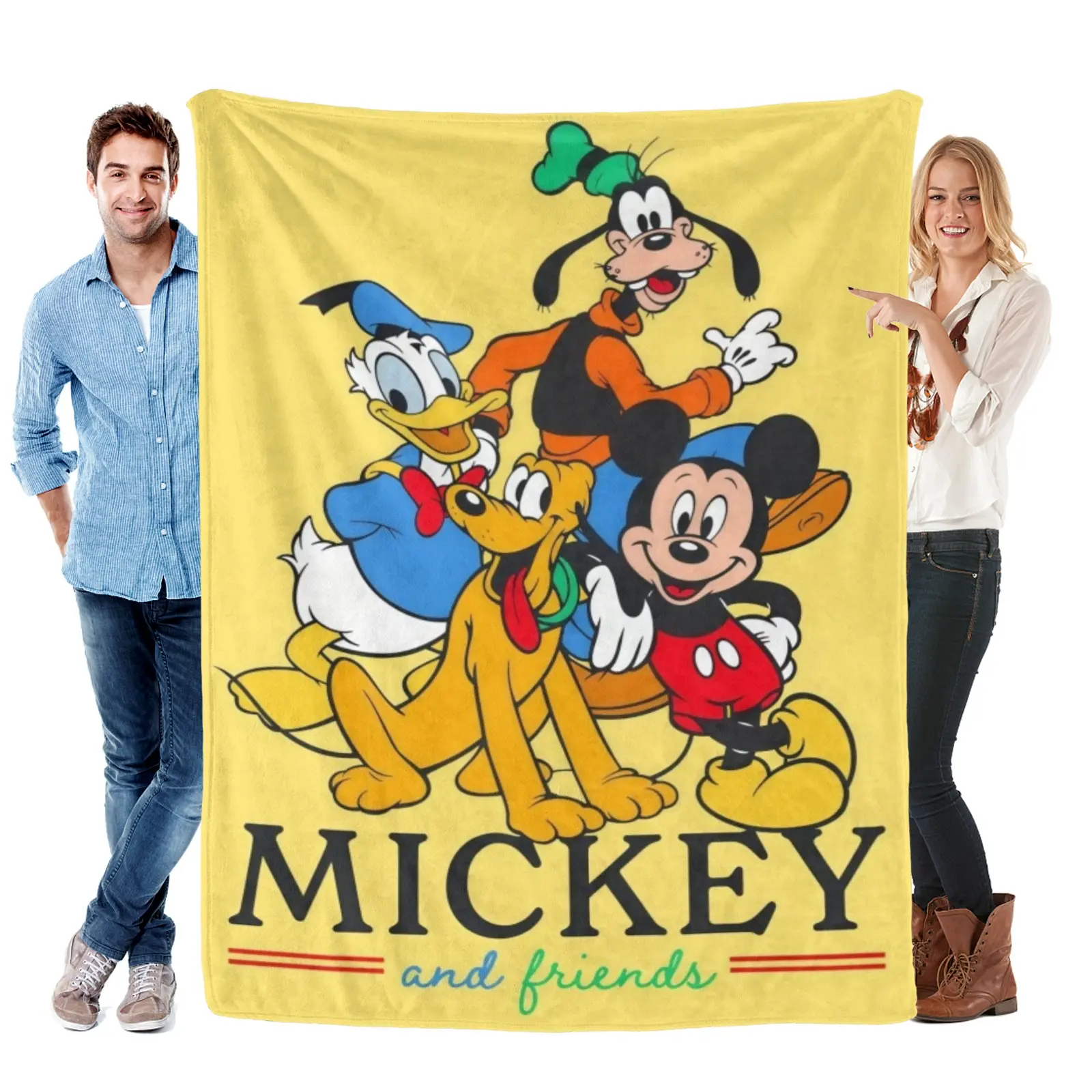 Disney Old School Mickey Gang Blanket, Breathable Disney Throw Blanket,Mickey Mouse Bedding,Mickey Mouse Rug For All Indoor Daily Decor