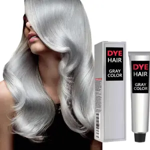 Silver Gray Hair Dye Cream, Light Silver Fashion Hair Color for Women & Men, Smooth & Even Coverage for All Hair Types, 3.52oz