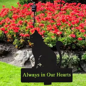 Cat Metal Grave Marker - Heartfelt Memorial Stake for Personalized Cemetery Decor, Sympathy, Funeral, Easter, Pet Tribute, and Yard Display