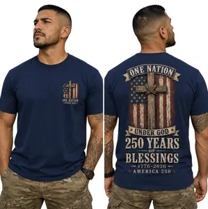 One Nation Under God T-Shirt, America 250 Christian Patriotic Tee, 250 Years of Blessings Shirt, Faith and Freedom Gift, 4th July Gift For Him For Her