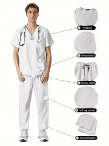 2Pcs Set High Quality Nursing Scrubs Uniforms Dentistry Sets Hospital Uniforms Scrubs Suit for Men Pet Grooming Working Clothes