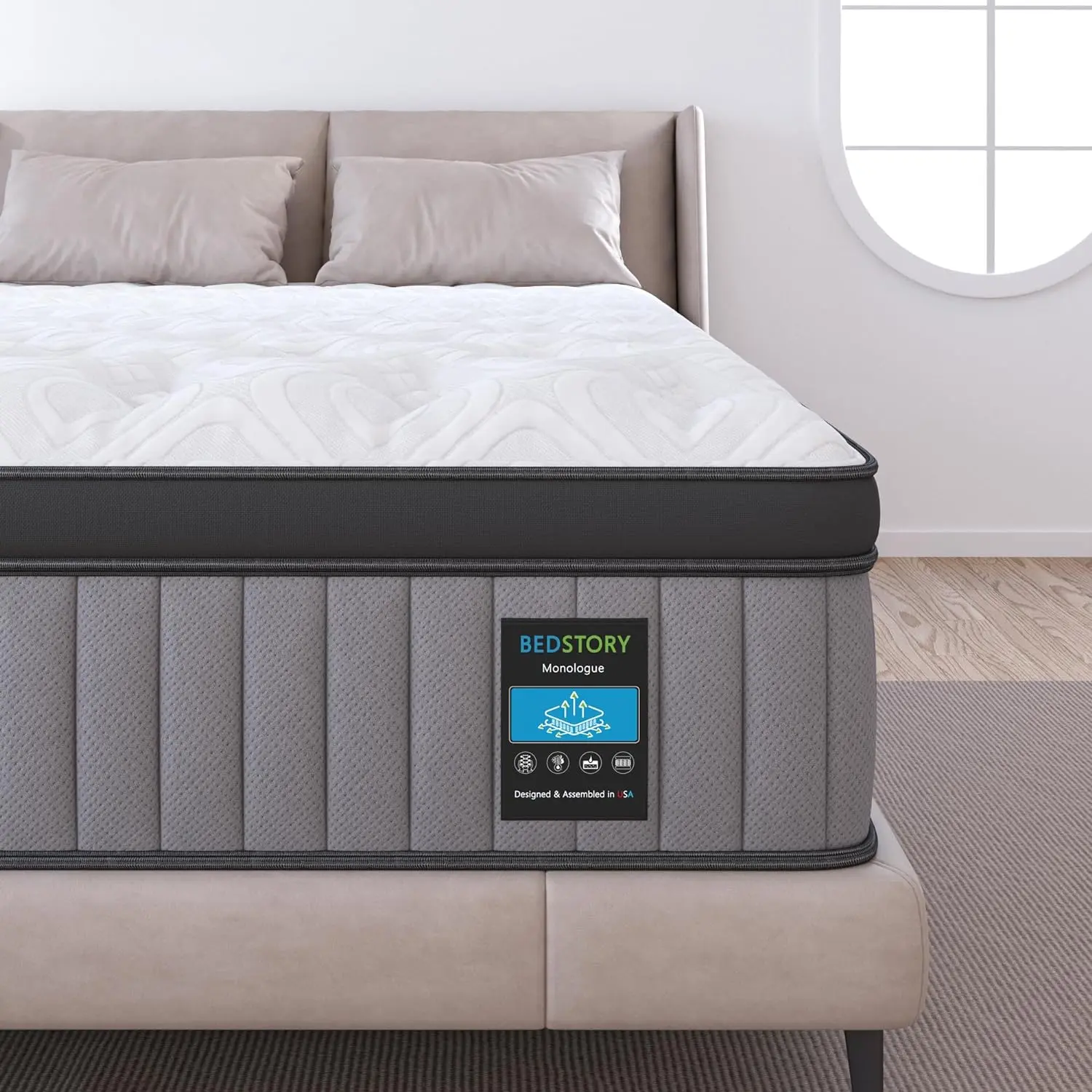 Mother's Day Gift |   BedStory 14'' Luxury Hybrid Mattress - Queen King Bed - Pain Relief & Cooling Support for Lumbar & Hips - Ergonomic Modern Design