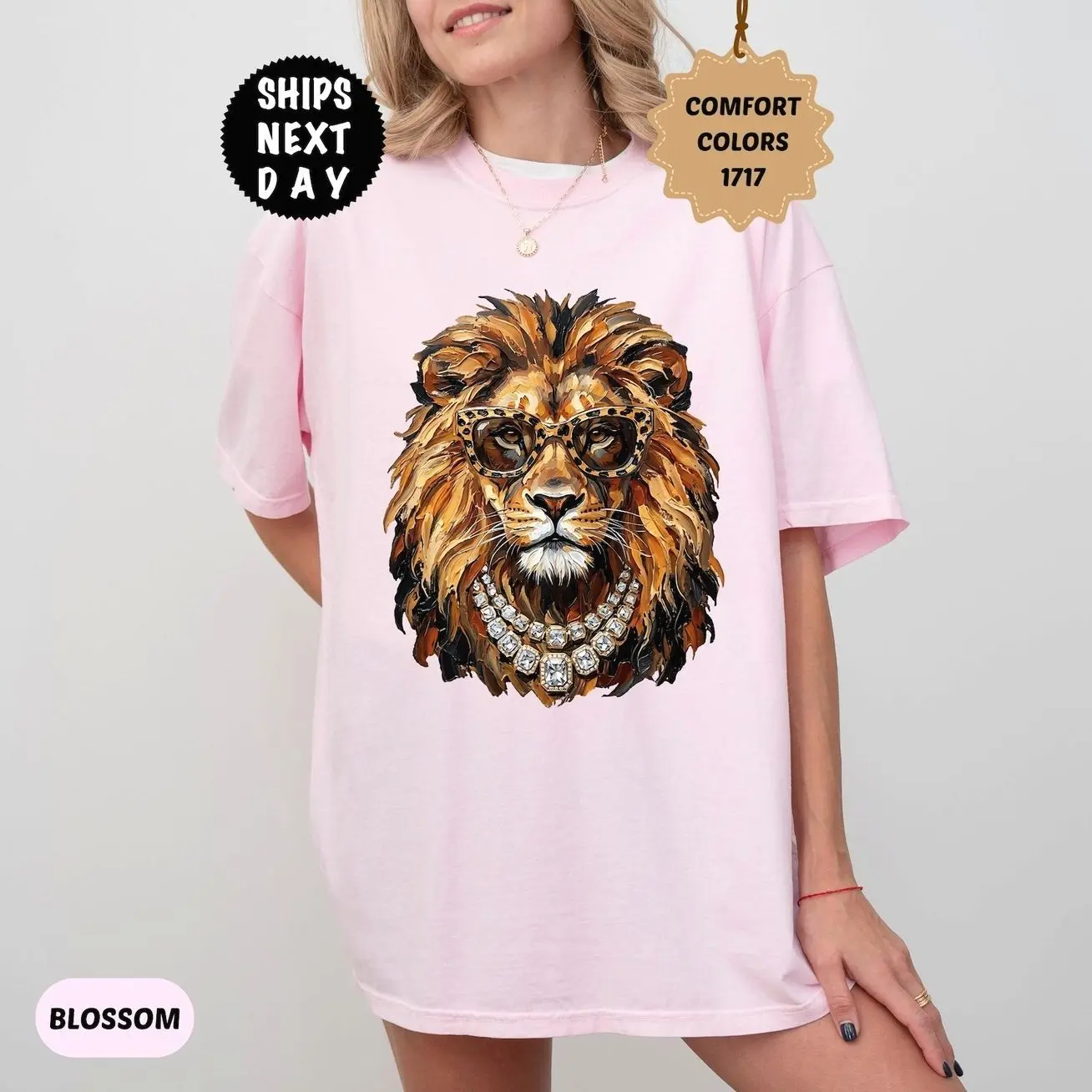 Comfort Colors Glam Lion Shirt, Luxury Animal Tee, Stylish Safari Graphic, Boujee Lion Wear