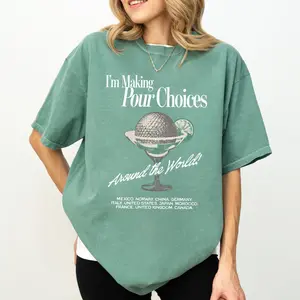 Comfort Colors Pour Choices World Tour Shirt, Retro Theme Park Drinking Tee, Funny Vacation Outfit, Travel Group Graphic Shirt