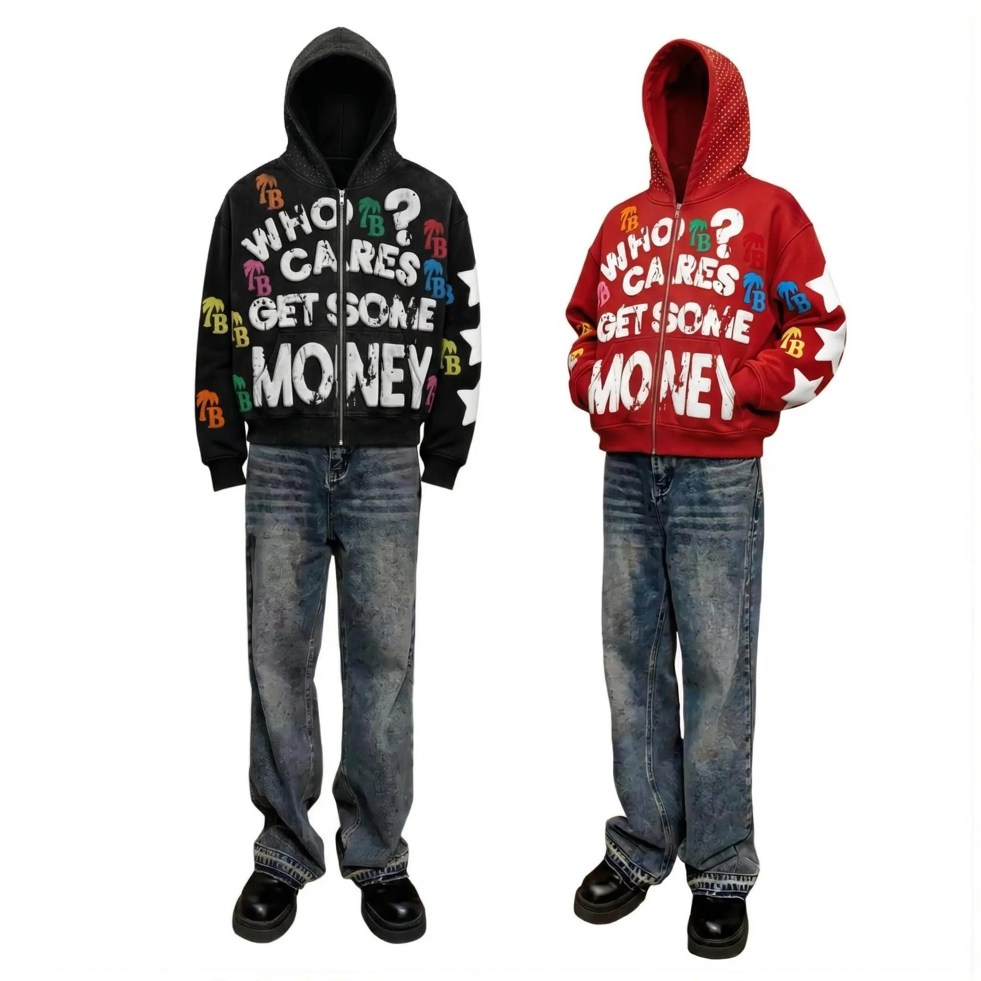 Y2K Retro Graphic Zip Up Hoodie Streetwear Vintage Casual Menswear Sweatshirts All Oversized Christmas Halloween Thanksgiving Day Tops Pullover Biker Long Sleeve