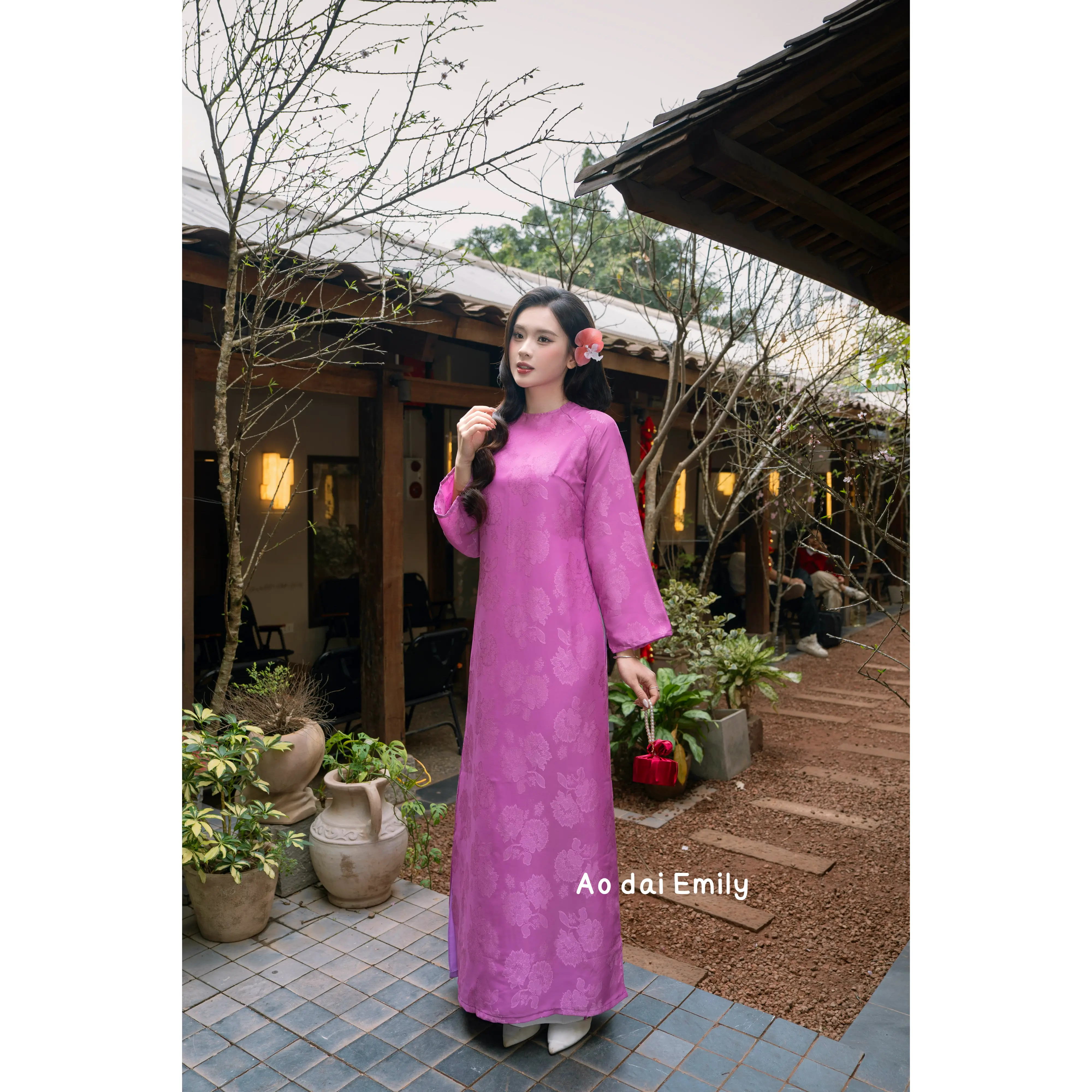 Trendy loosing plum purple modern ao dai| Daffodil