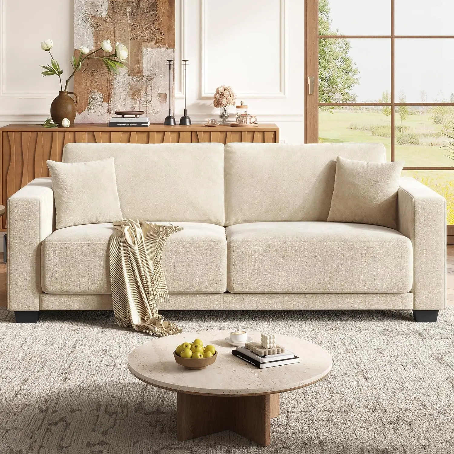 86 Inch Sofa with Extra Deep Seats Oversize,2 Seater Sofa for Living Room, Modern Couch and Sofa, Comfy Armrests and Seats and Backrests, Easy Installation,Chenille Fabric