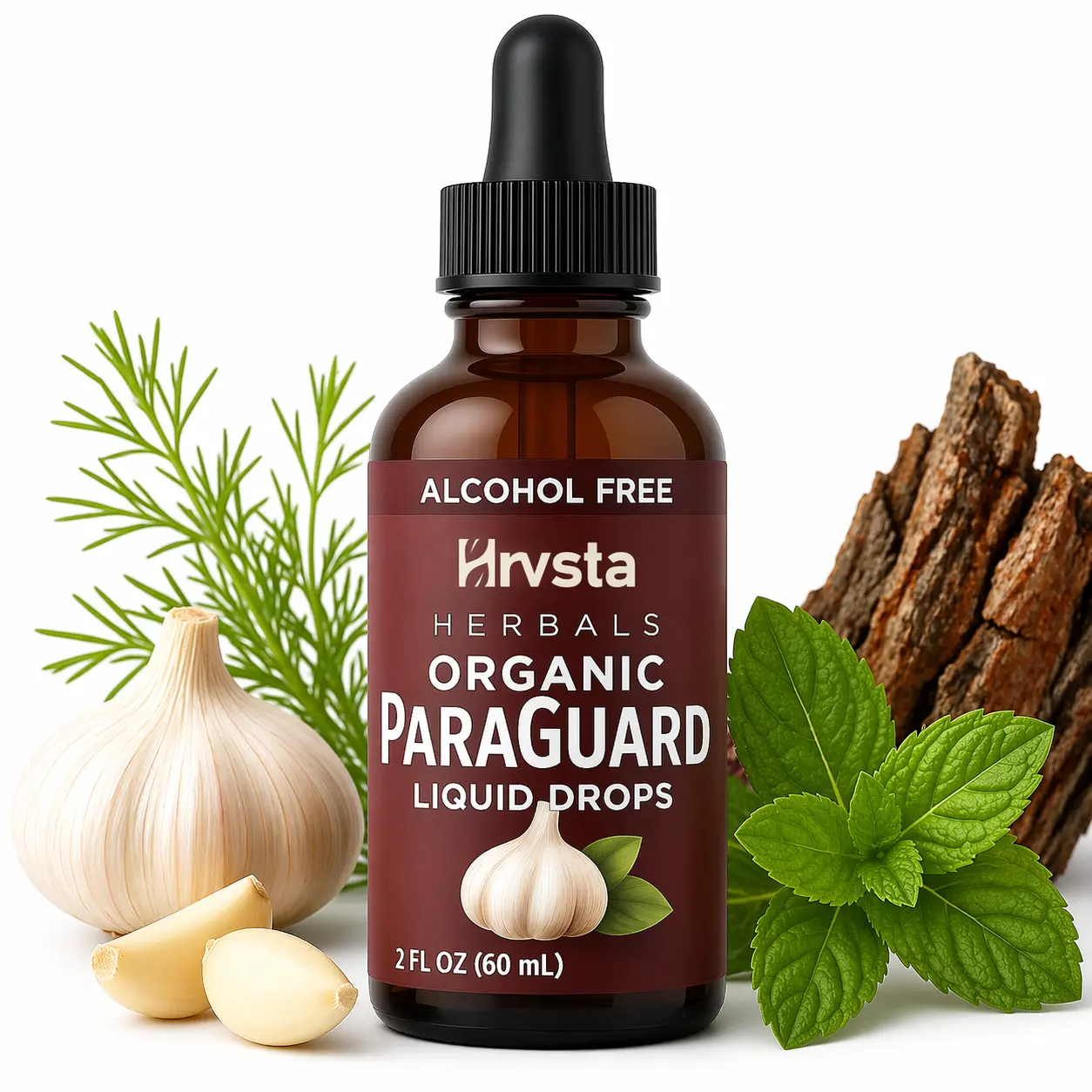 PurVitaHub 2 oz Edible Organic 9 Herb Cleanse Liquid Detox Supplement - Gut Support for Adults/Kids, Intestinal Guard with Black Walnut Shell, Wormwood, Clove, Oregano Tincture, Marshmallow