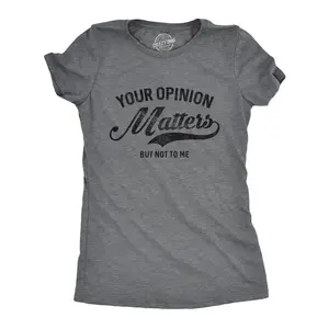 Womens Your Opinion Matters But Not to Me T Shirt Funny Sarcastic Novelty Tee Funny Womens T Shirts Cute Vintage Fashion Casual Ladies T-Shirt Gift Sarcastic Tops for Women Funny Introvert Top Women's Novelty Dark Grey