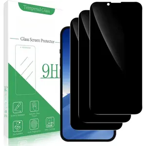 [3-Pack  Screen Protector for  14 Plus/ 13 Pro Max, Anti Spy Tempered Glass Film, Full Coverage, Anti-Scratch, Bubble Free, Case Friendly