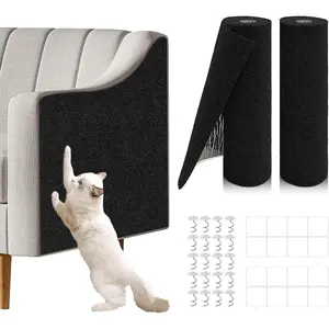 2-piece set, total size 78.7"x15.8", cat scratching pad, cat scratching sofa furniture protector, cuttable self-adhesive cat scratching pad, DIY cat scratching board, used for wall protection and covering cat climbing frames (black)
