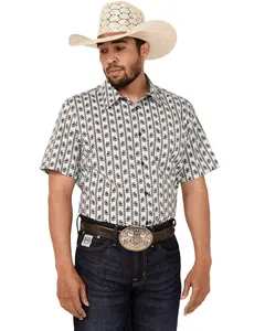 Gibson Trading Co Men's Talking Stick Vertical Striped Print Short Sleeve - Gmsu24w72-Ltbl