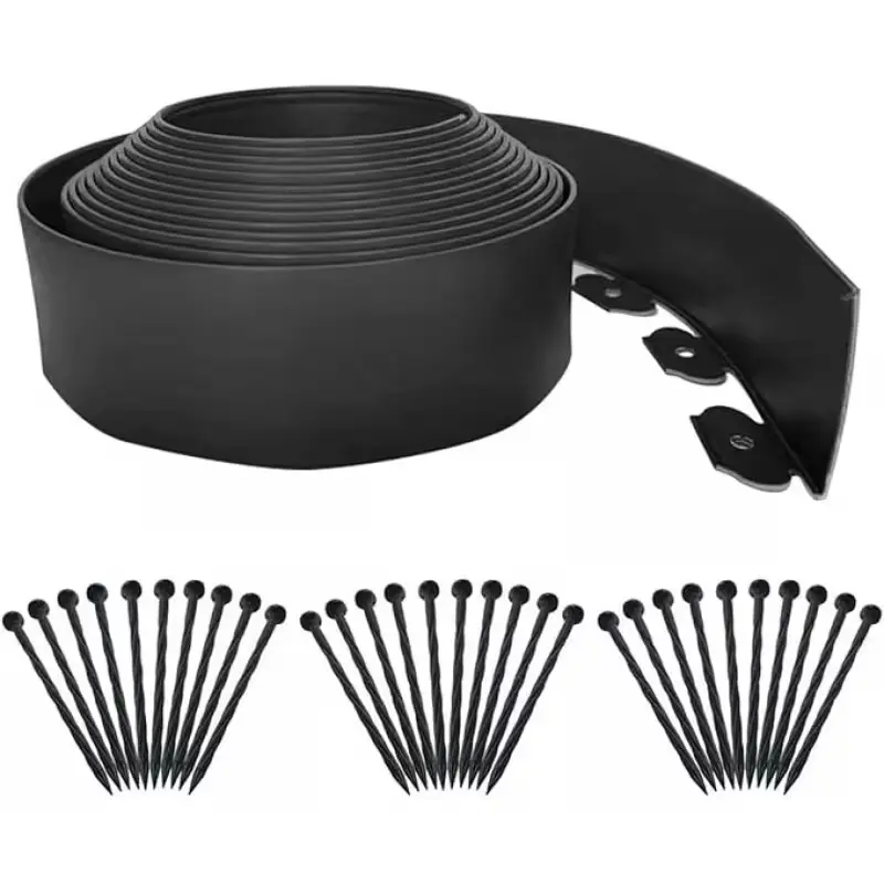 360-in Plastic No-Dig Garden Border Landscape Edging Kit, Flower Bed Divider, Flexible Bendable Design, with Special Anchoring Tips, Easy Install & Maintain, Ideal for Walkways Yards, Enhances Landscape