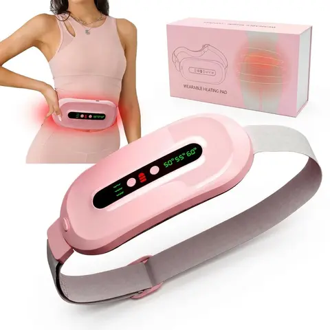 Portable Heating Pad, Heating Pads Automatic Shut Off Belly Wrap Adjustable Belt Menstrual Cramps Relief Pad Comfort Daily Pink