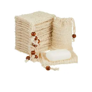 100% Natural Sisal Soap Pouch, Mesh Exfoliating Soap Savers for Shower Use Like Massaging And Scrubbing
