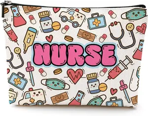 Nurse Cosmetic Bag Nurse Gifts Nurse Appreciation Makeup Bag Nurse Graduation Gift Nursing Student Essentials Accessories Nurse Practitioner Gifts for Women BFF Nurses Week Gift Christmas Birthday