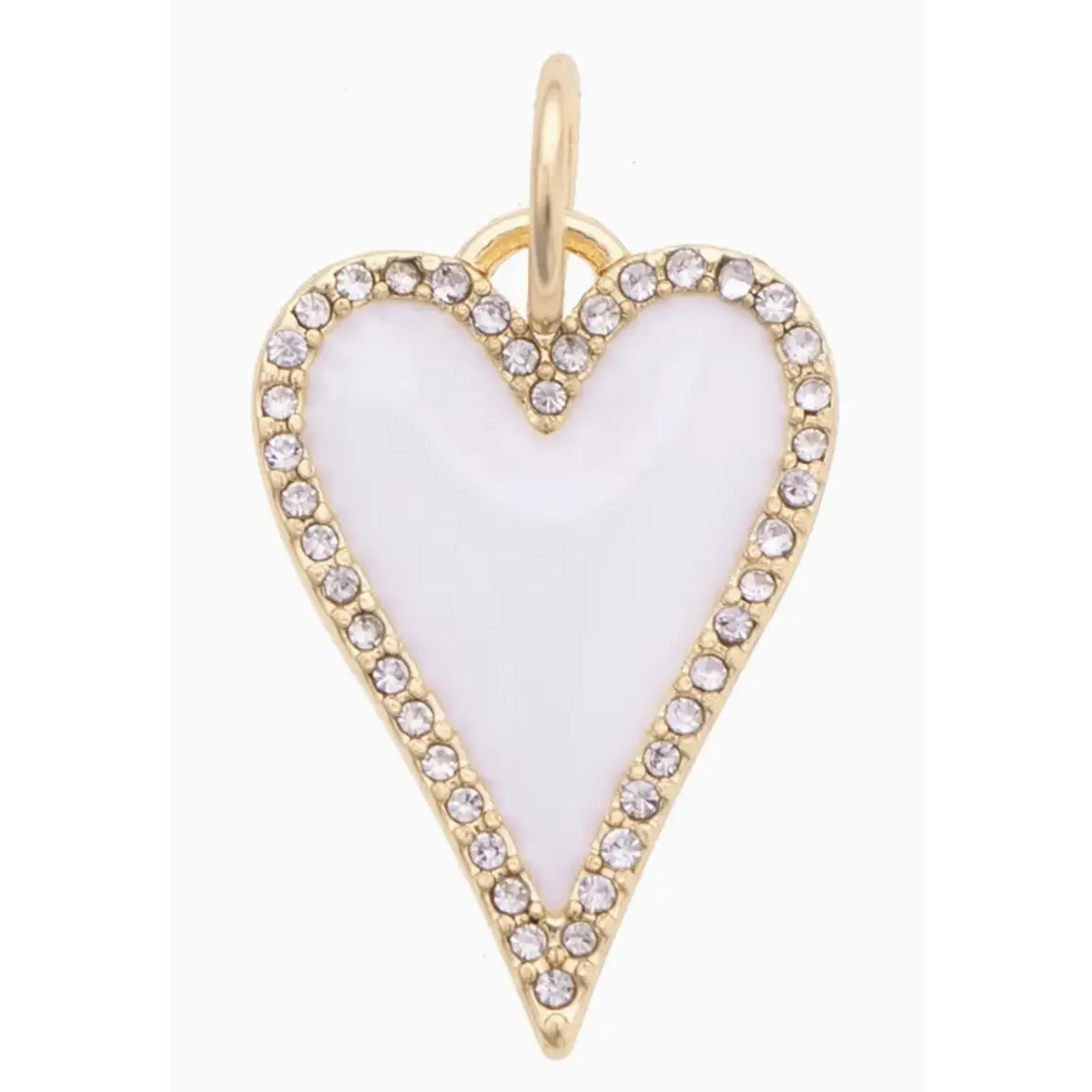 Stretched Heart Pave Enamel Heart Charm