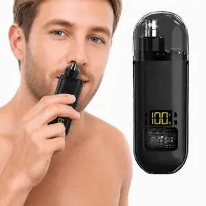 1Pcs Black Nose & Ear Hair Trimmer Portable Electric Professional Painless USB Rechargeable Eyebrow & Facial Hair Trimmer for Men & Women Mini Travel-Friendly Design
