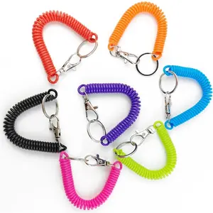 14 PCS Spiral Telescopic Spring Coil Keychain, Anti-theft and Anti Loss Pull Rope Safety Keychain with Metal Lobster Buckle, Used for Key Wallets, Mobile Phones and Other Important Items,Plastic Spring Rope