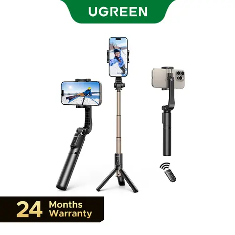 UGREEN Alloy Aluminium Bluetooth Selfie Stick Tripod Stand - Bluetooth 5.1 Remote Control, 360° Rotatable, Compact Stylish, Retractable Cellphone Accessory, Vlogging Equipment for iPhone/Android, Tripod for iPhone