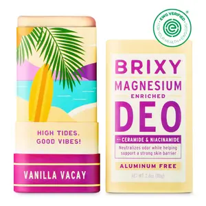 BRIXY Magnesium Enriched Deodorant With Skin Barrier Support, Ceramide & Niacinamide, Odor Control, Aluminum Free, Vegan, Plastic Free, EWG Verified, Lightly Scented