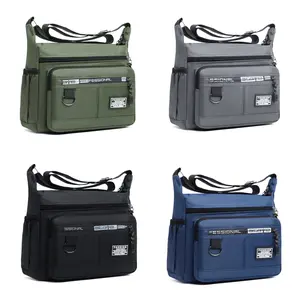 Men's Shoulder Bag Business Casual Crossbody Bag with Waterproof Wear Resistant Nylon Fabric Multi Pocket Design for Work School and Everyday Travel Minimalist Style