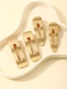 4pcs Elegant Hair Clip Set, Fashionable Boho Style, Geometric Pattern, Side Clip Headwear, All Seasons Accessory