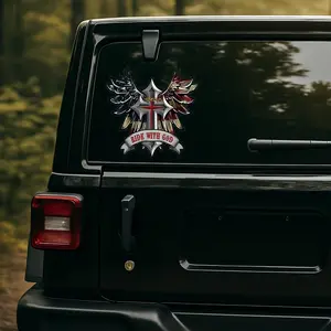 Premium Ride with God Wings and Cross Helmet Sticker Decal – Motorcycle Tank, Tool Box, Bumper Vinyl for Car, Truck – Weatherproof, Durable Christian Faith Vinyl Decal