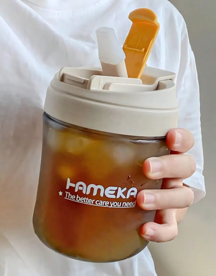 550ml Travel Mug with Flip Top Lid Straw Portable Coffee Tumbler Reusable Sports Water Bottle Leakproof Cup