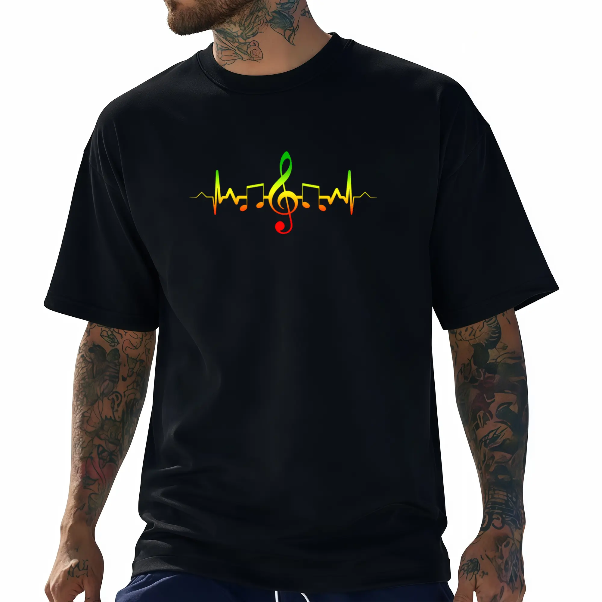 Reggae Music T-Shirt with Jamaican Rasta Colors () Iconic Rasta Symbol Casual Round Neck Tee Gift for Fans Retro Casual Short-Sleeved T-Shirt with a Round Neck And Printed Pattern Suitable for Daily Commuting And Outdoor Activities Machine Washable