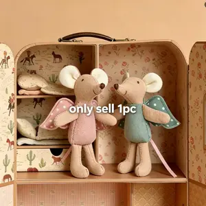 Style Mouse Baby Angel Wings Plush Companion Doll, Soft Fabric Comfort Toy, Ideal for Kids' Playtime & Emotional Support