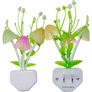 F-DLP40  2 Pack LED Sensor Night Light Plug-in NightLight Color Changing Lamp Mushroom Decor, Mini Cute Night Lights for Kids Adults Bedroom,Toilet, Bathroom, Stairs, Kitchen, Hallway