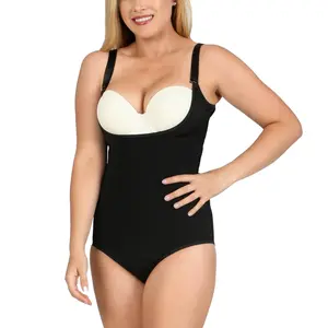INSTANT FIGURE Underbust Brief Bodysuit Shapewear WBBS009 – Women’s Compression Underbust Bodysuit with Adjustable Bra Straps, Ultra Slimming Single-Layer Control, 4-Way Stretch Nylon Spandex, Hook-and-Eye Gusset, Seamless Invisible Fit, Made in USA
