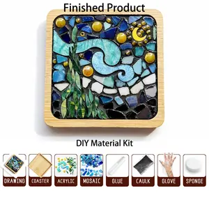 Handmade Mosaic Coaster DIY Material Kit, Creative Collage Art Tiles Set for Adults