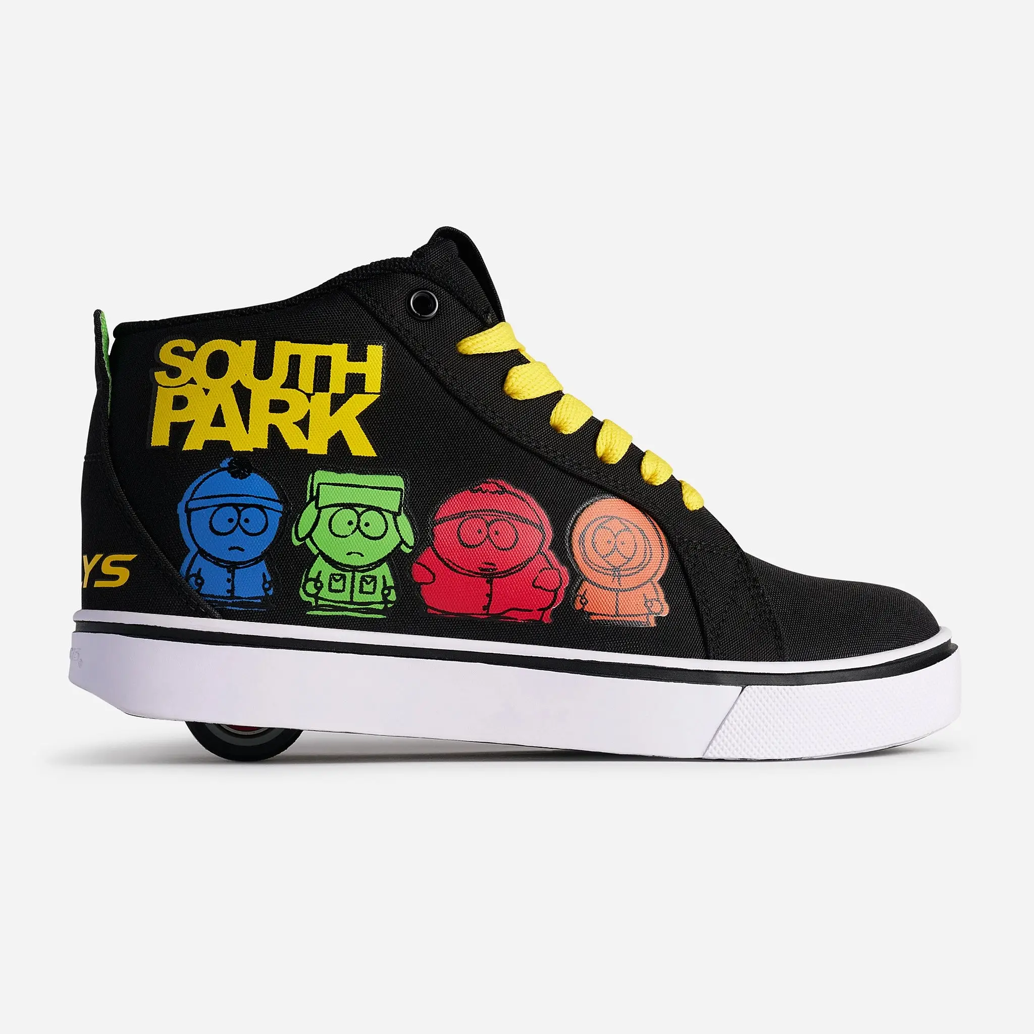 South Park Racer Mid Sneakers - Black Color, Character Design, Yellow Laces, Comfortable Footwear for Running and Training
