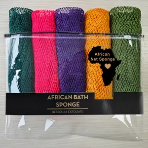 5 Piece African Exfoliating Net Sponge Bundle, for SENSITIVE SKIN, Bath sponge