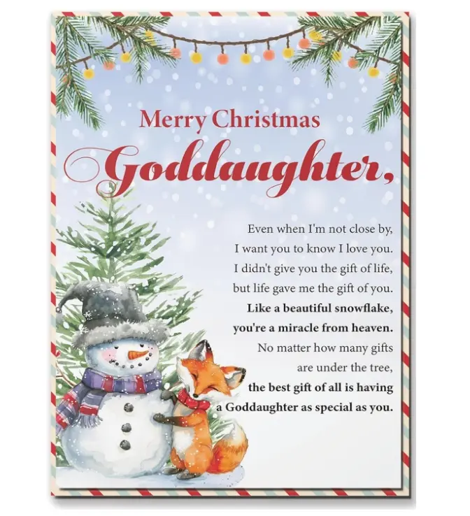Christmas Card for Goddaughter, Goddaughter Merry Christmas Greeting Cards with Envelope and Seal