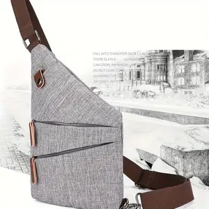 Anti-Theft Sling Crossbody Bag, Casual Grey Nylon Shoulder Pack for Daily Commute, Buckle Detail, Adjustable Strap, Secure Travel Pouch (1PC)