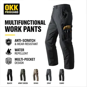 Men's Plain Tactical Work Pants - Menswear, Mens Clothing, Multi-Pocket Zipper Design, Durable, Casual, All Seasons, Suitable for Hiking, Work, Outdoor Training, Spring & Autumn Wear