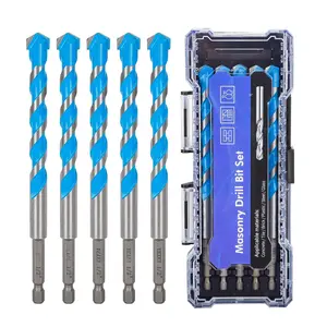 5 count 1/2" Masonry Concrete Drill Bit Set,Tungsten Carbide Drill Bit Tip, Hex Shank Drill Bit Set for Cement,Tile,Brick,Marble,Plastic,,Glass etc.