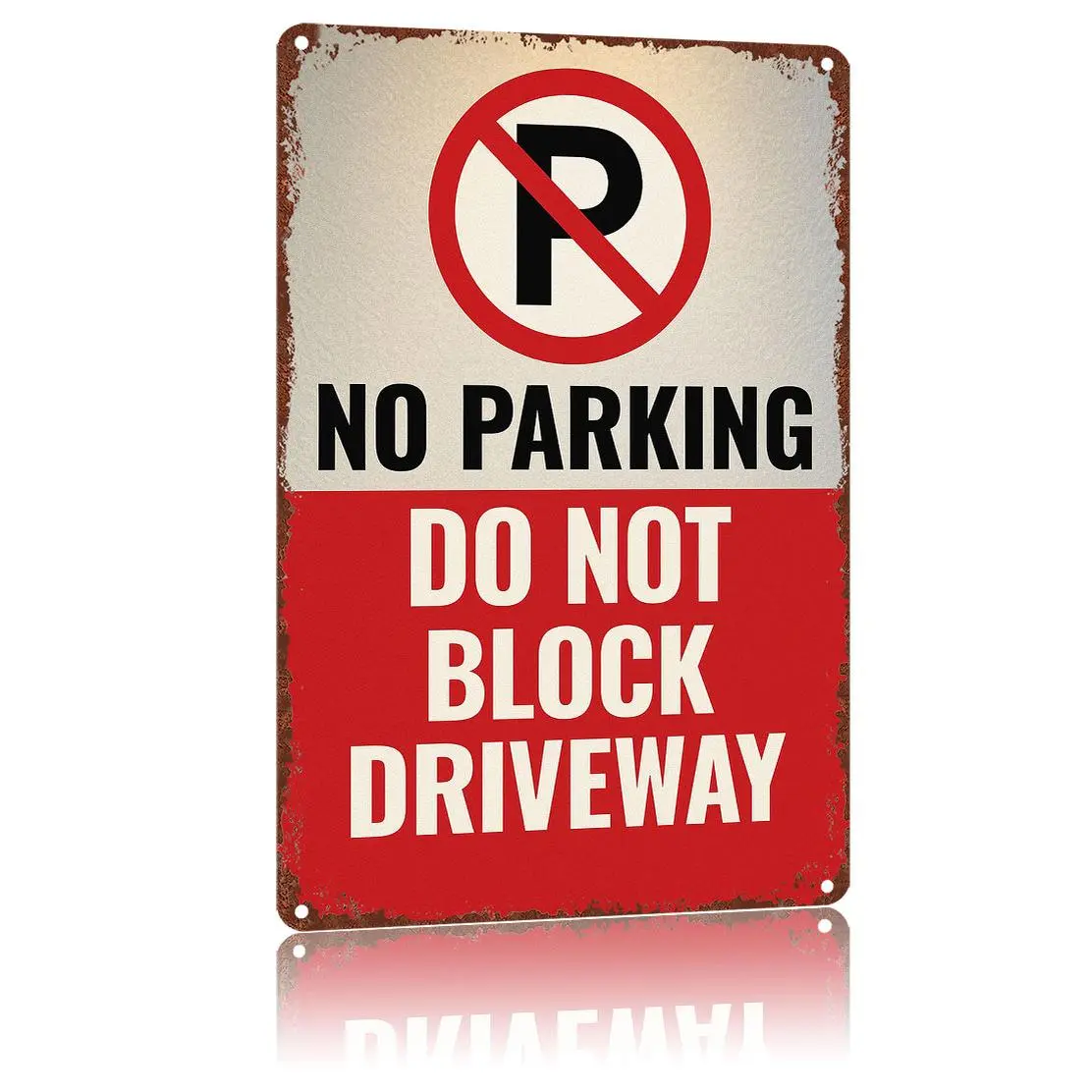 Vintage Metal Rectangle Warning Sign "No Parking - Do Not Block Driveway", 8x12in High-Definition Printing Tin Poster, Waterproof Rust-Proof Universal Aluminium Plaque, Home Garage Wall Decor Gift