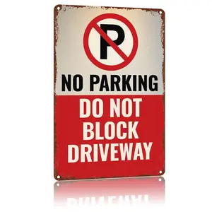 Vintage Wall Decor Metal Warning sign "No Parking - Do Not Block Driveway",8X12Inch High-Definition Print Tin Poster, Weatherproof & Rust-Resistant for Home, Garage, Porch, Durable Wall Art,Aluminum Plaque Gift