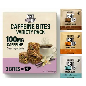 GetUp – Caffeinated Granola Bites - Variety Pack – 100mg Caffeine - Healthy Energy Bites – All Natural, Gluten-Free, 0 Seed Oils – Pre-Workout Snack – Portable Snack - Coffee Substitute - Low Sugar Energy