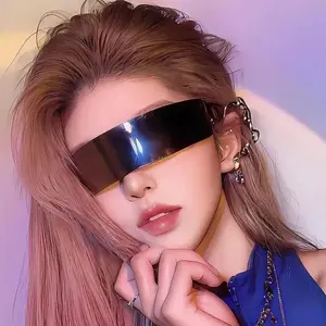3PCS Futuristic Fashion Glasses for Halloween, Featuring Integrated Technology, Hip Hop Style, And Designed for Nightlife, Without Battery