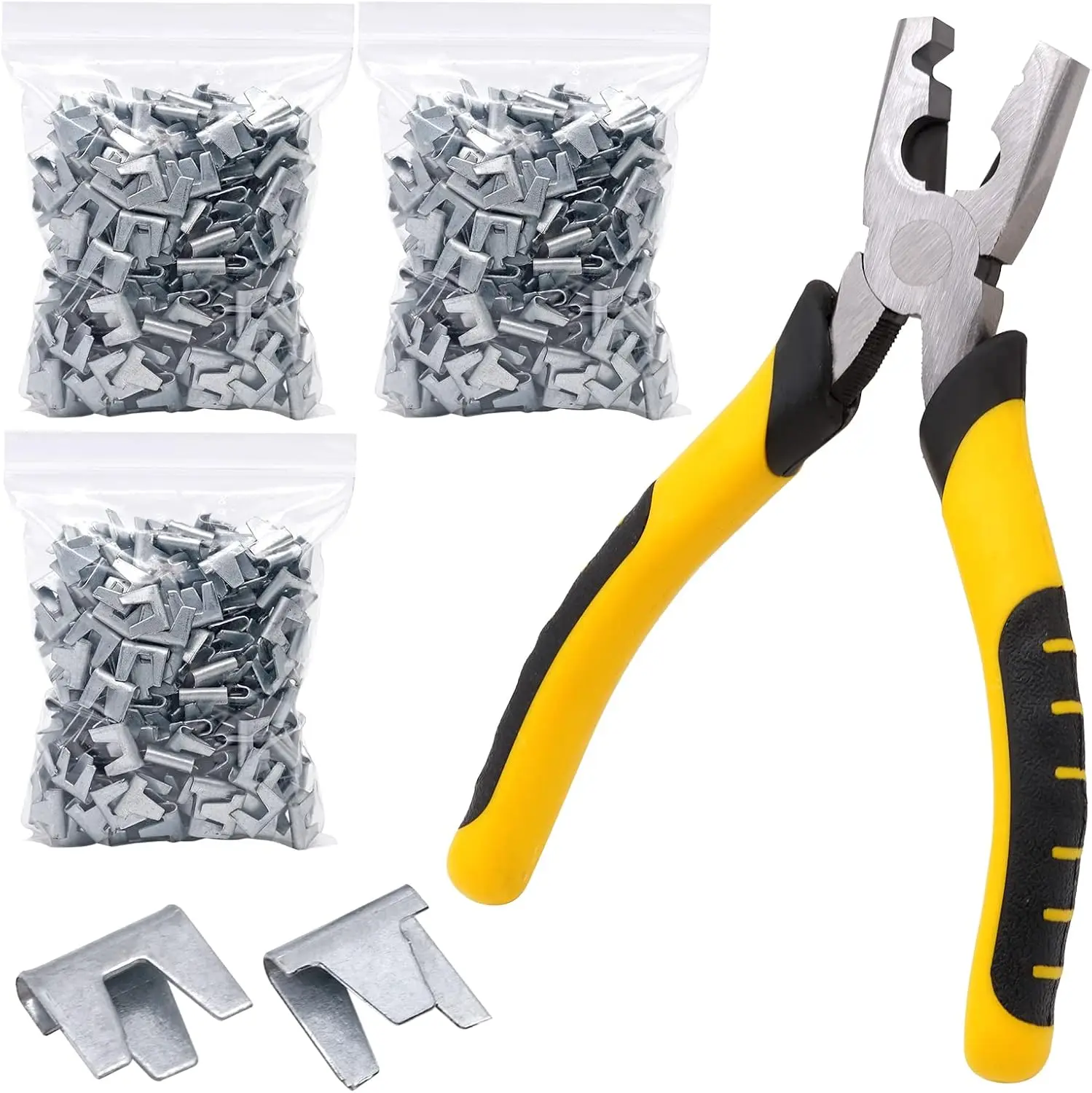 900pcs Hog Ring Clips & Fence Pliers Set, Wire Cage Clamp Tool for Building Installation, Rabbit Chicken Pet Bird Quail Wire Cage Fastening