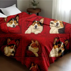 Soft Comfortable Christmas Theme Cute Little Corgi Print Flannel Blanket, Ultra Soft Lightweight, Ideal Gift for Friends and Family